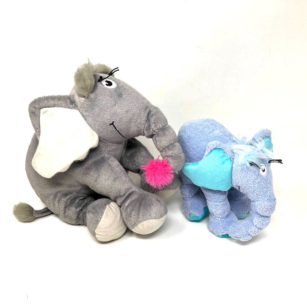 Dr Seuss Plush Horton Hears a‎ Who Gray Elephant Manhattan Toy Set of 2